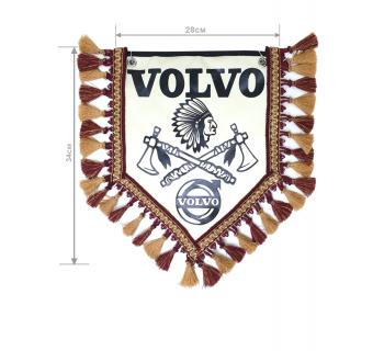 Вымпел из экокожи VOLVO «Индеец 2 топора» Черный/Бежевый