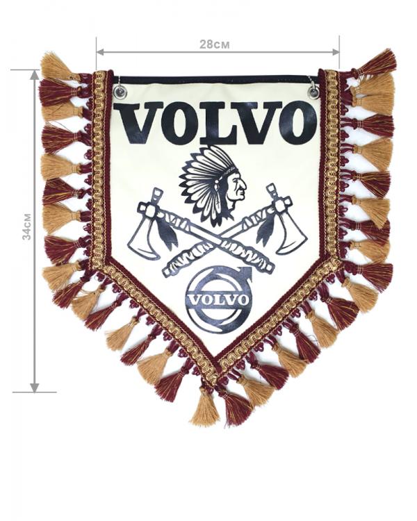 Вымпел из экокожи VOLVO «Индеец 2 топора» Черный/Бежевый