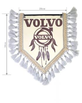 Вымпел из экокожи VOLVO «Ловец снов» Коричневый/Бежевый