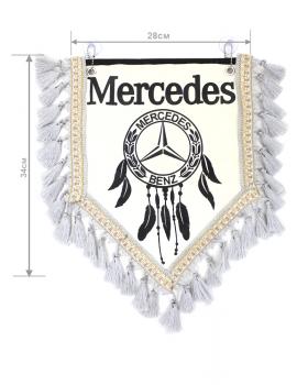 Вымпел из экокожи Mercedes «Ловец снов» Черный/Бежевый