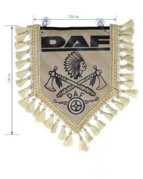 Вымпел из экокожи DAF «Индеец 2 топора » Черный/Бежевый темный
