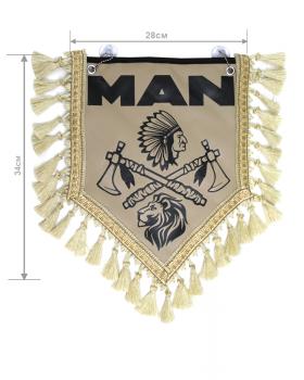 Вымпел из экокожи MAN «Индеец 2 топора » Черный/Бежевы темный Вымпел из экокожи MAN «Индеец 2 топора » Черный/Бежевы темный