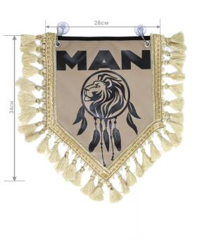 Вымпел из экокожи MAN «Ловец снов» Черный/Бежевый темный