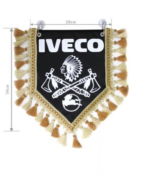 Вымпел из экокожи IVECO «Индеец 2 топора » Белый/Черный