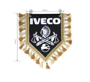 Вымпел из экокожи IVECO «Индеец 2 топора » Белый/Черный