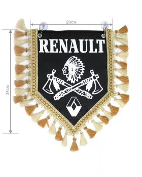 Вымпел из экокожи RENAULT «Индеец 2 топора » Белый/Черный