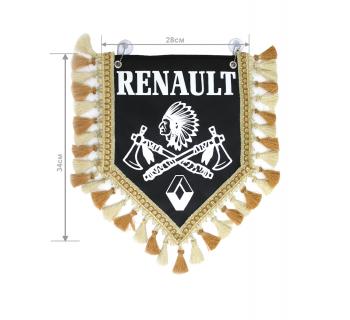 Вымпел из экокожи RENAULT «Индеец 2 топора » Белый/Черный