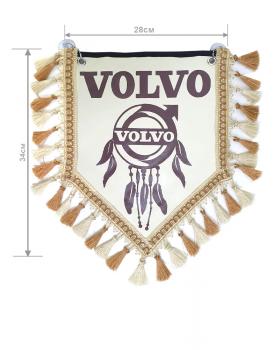 Вымпел из экокожи VOLVO «Ловец снов» Коричневый/Бежевый на лобовое стекло