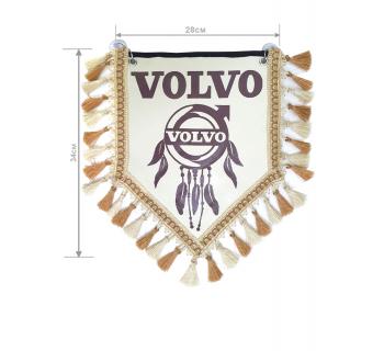 Вымпел из экокожи VOLVO «Ловец снов» Коричневый/Бежевый на лобовое стекло