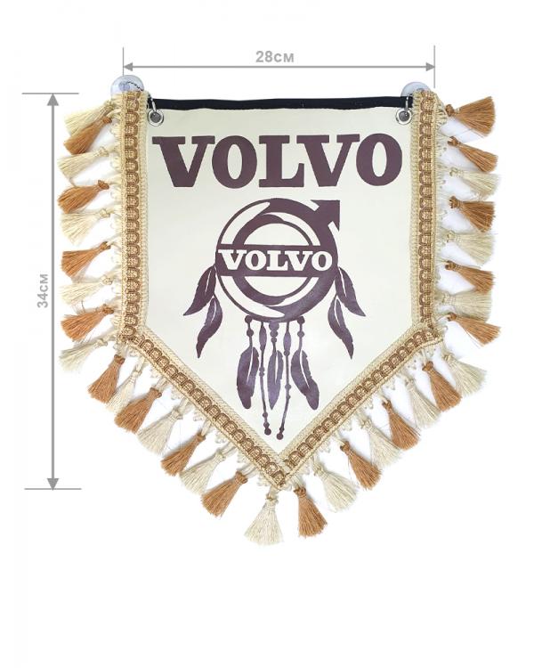 Вымпел из экокожи VOLVO «Ловец снов» Коричневый/Бежевый