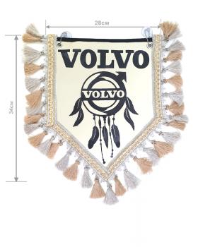 Вымпел из экокожи VOLVO «Ловец снов» Черный/Бежевый