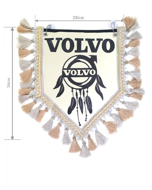 Вымпел из экокожи VOLVO «Ловец снов» Черный/Бежевый