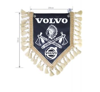 Вымпел из экокожи VOLVO «Индеец 2 топора» Белый/Черный