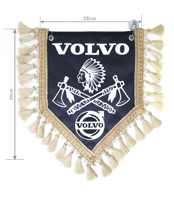 Вымпел из экокожи VOLVO «Индеец 2 топора » Белый/Черный