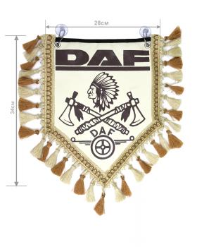 Вымпел из экокожи DAF «Индеец 2 топора » Коричневый/Бежевый
