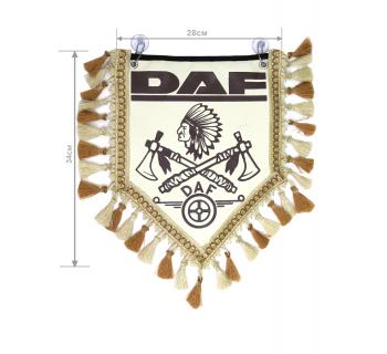 Вымпел из экокожи DAF «Индеец 2 топора » Коричневый/Бежевый