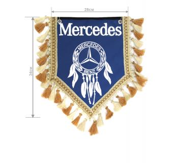 Вымпел из экокожи Mercedes «Ловец снов» Белый/Синий