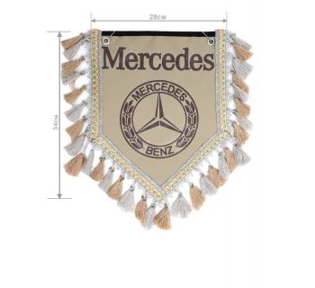 Вымпел из экокожи Mercedes «Символ» Коричневый/Бежевый