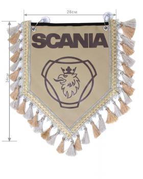 Вымпел из экокожи SCANIA «Символ» Коричневый/Бежевый темный