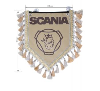 Вымпел из экокожи SCANIA «Символ» Коричневый/Бежевый темный
