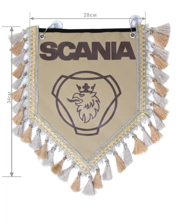Вымпел из экокожи SCANIA «Символ» Коричневый/Бежевый темный