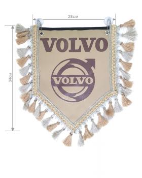 Вымпел из экокожи VOLVO «Символ» Коричневый/Бежевый темный