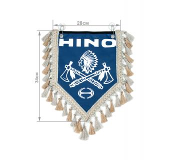 Вымпел из экокожи HINO «Индеец 2 топора» на лобовое стекло